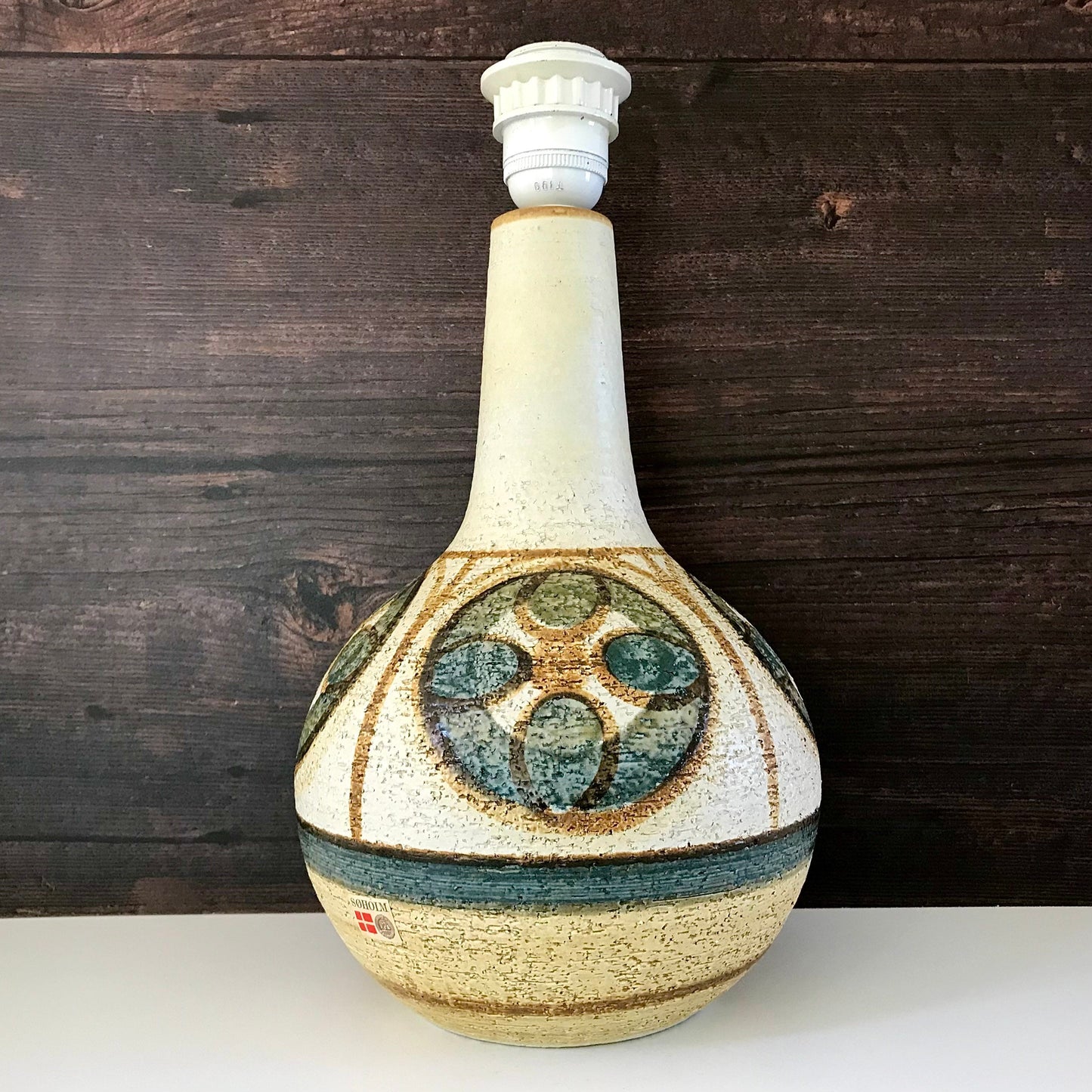 Soholm Pottery Olive Danish Ceramic Table Lamp Khaki 1960s Noomi Scandi 3069