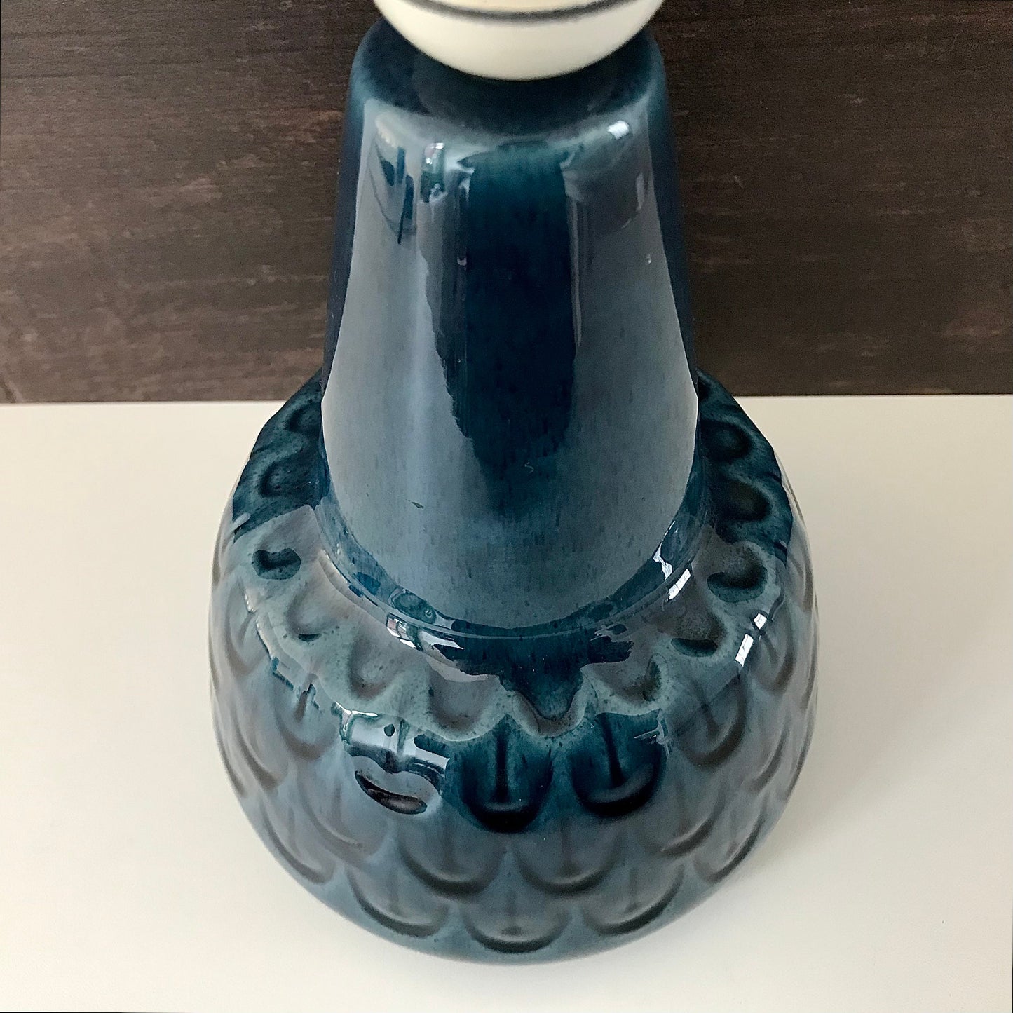 Soholm Danish Petrol Blue Ceramic Table Lamp Mid Century 1015