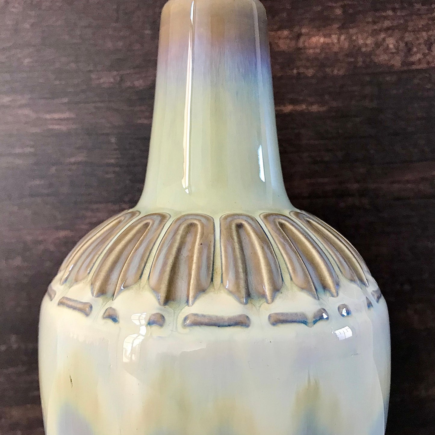 Soholm Pearl Yellow Purple Danish Ceramic Table Lamp 1960s 1970s