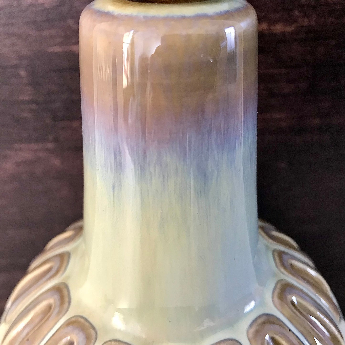 Soholm Pearl Yellow Purple Danish Ceramic Table Lamp 1960s 1970s