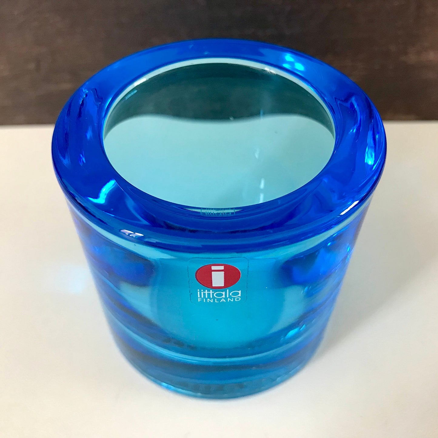Iittala Kivi Teal Blue Glass Candle Tealight Holder Votive Finnish Design Turquoise