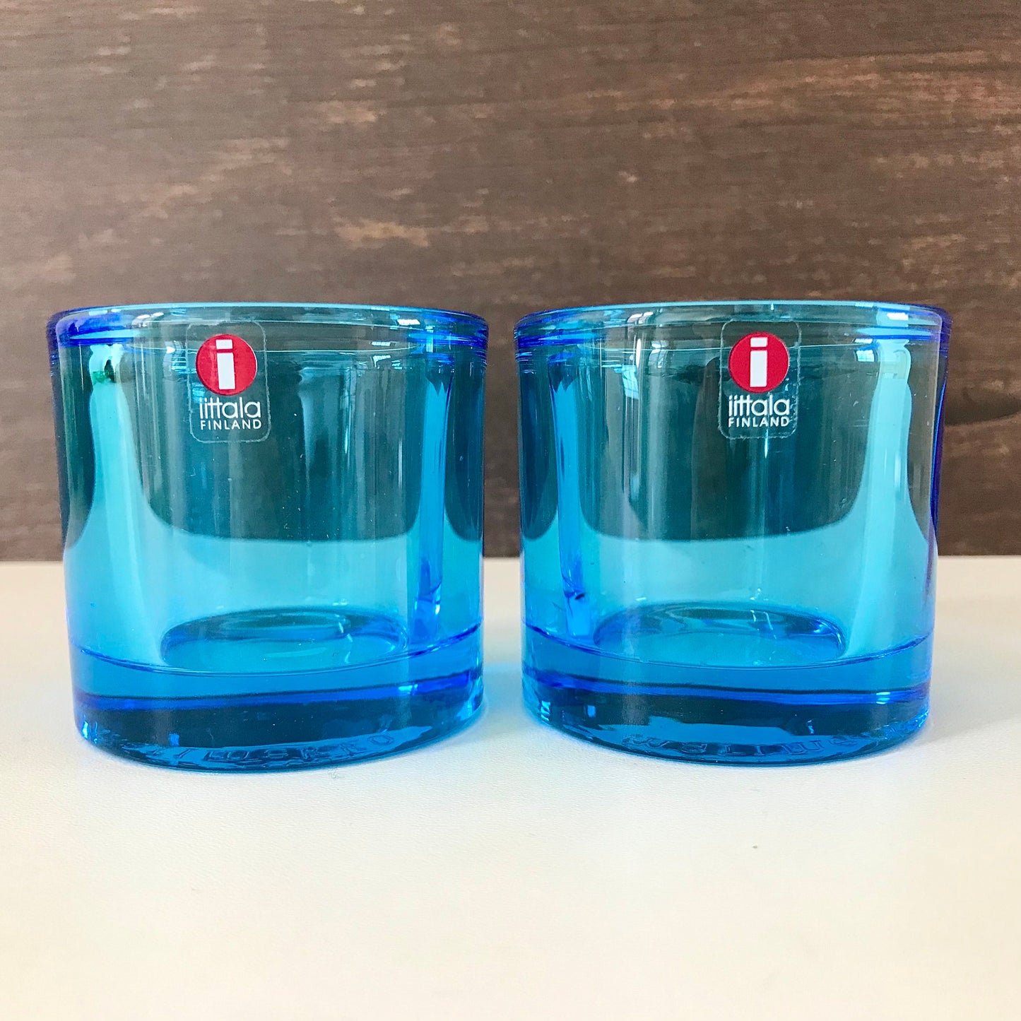 Iittala Kivi Teal Blue Glass Candle Tealight Holder Votive Finnish Design Turquoise
