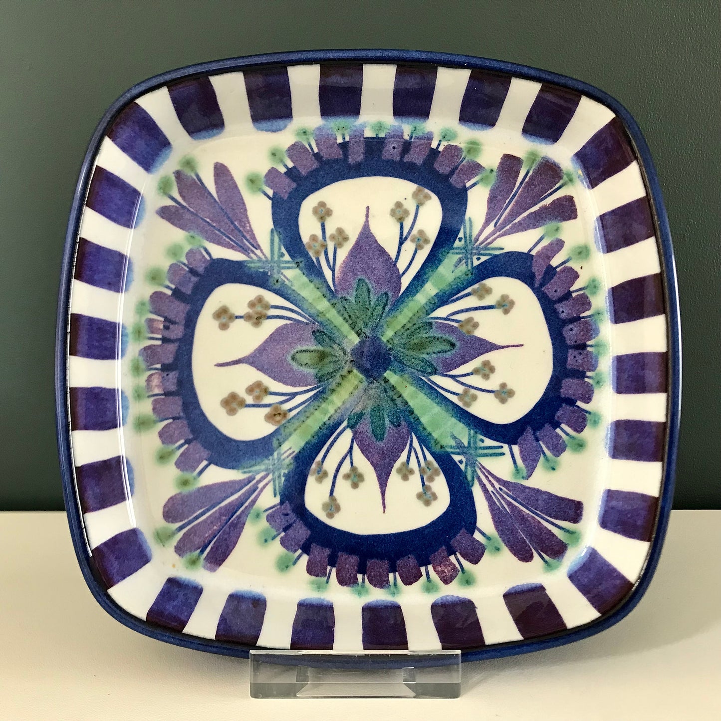 Royal Copenhagen Tenera Purple Green Danish Ceramic Dish Scandinavian Pottery Vintage