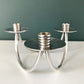 Vintage Danish Silver Candle Holder Candleabra 3 Prong Modernist 1950s 1960s