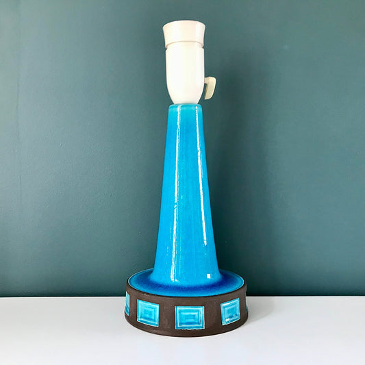Vintage Danish Turquoise Teal Blue Ceramic Table Lamp Light 1960s 1970s
