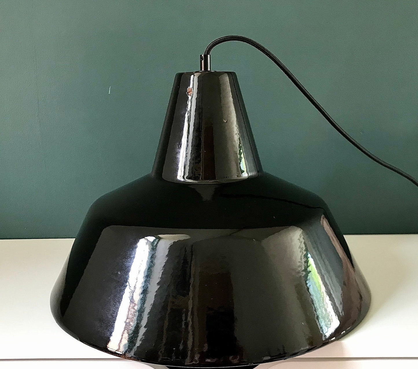 LARGE Louis Poulsen Danish Enamel Pendant Workshop Ceiling Lamp 1970s Industrial Design