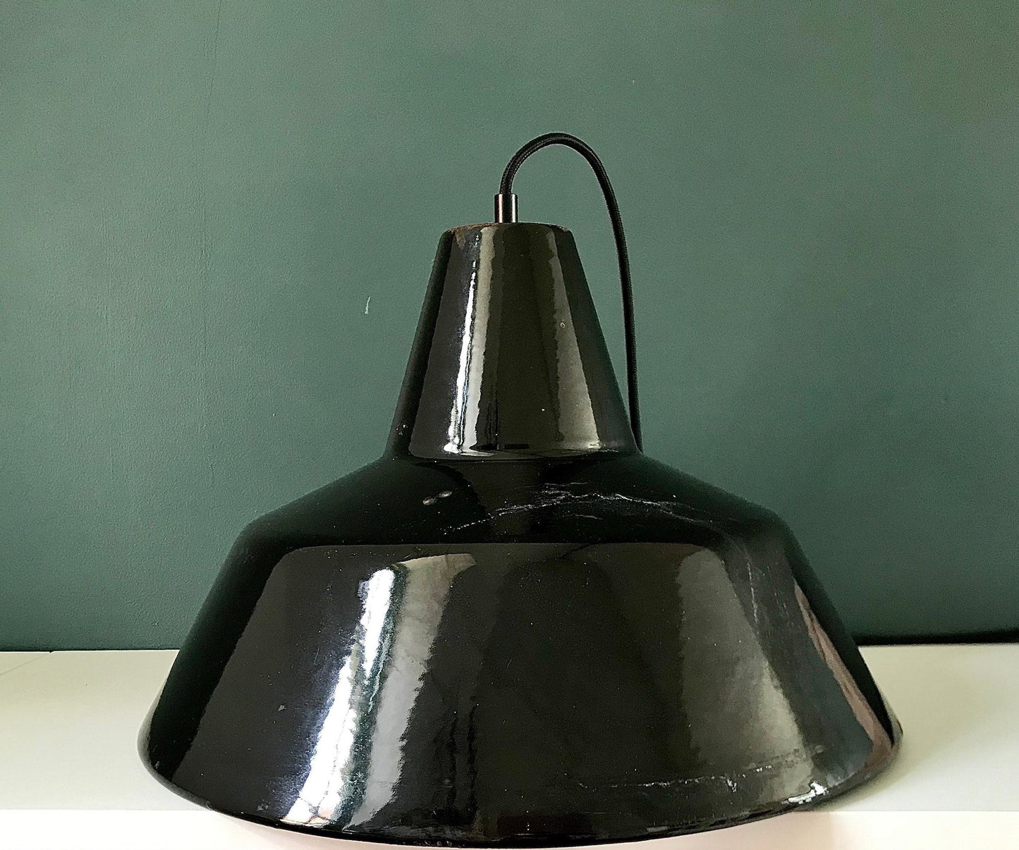 LARGE Louis Poulsen Danish Enamel Pendant Workshop Ceiling Lamp 1970s Industrial Design