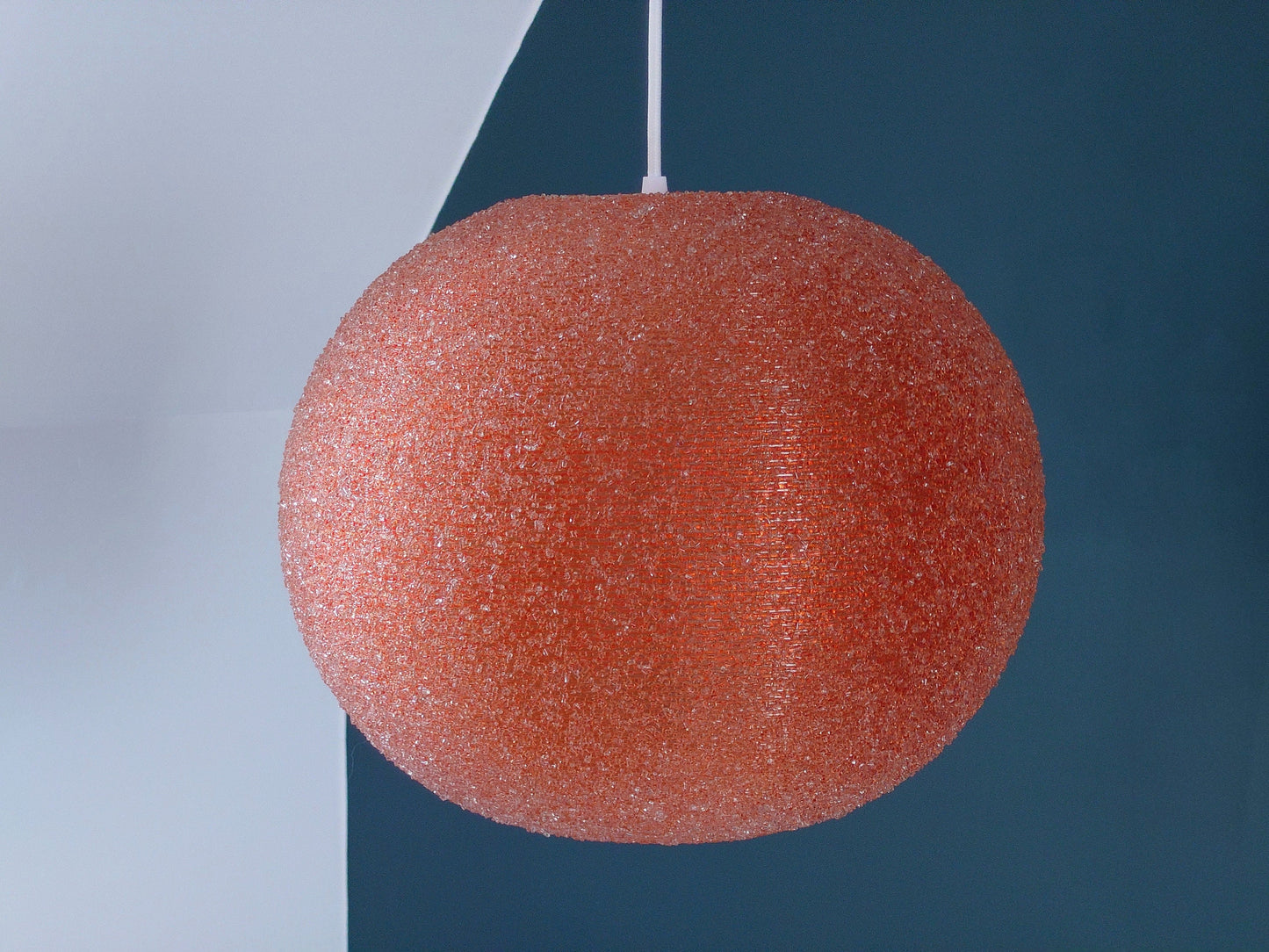 Rotaflex Christals 1960s Orange Pendant Lamp Glitter Ceiling Light British Plastic Fantastic