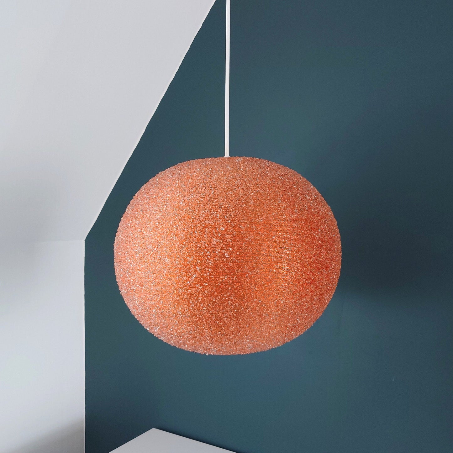 Rotaflex Christals 1960s Orange Pendant Lamp Glitter Ceiling Light British Plastic Fantastic