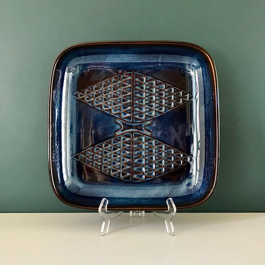 LARGE Soholm Pottery Danish Blue Ceramic Dish 1960s 1970s Fruit Bowl 3333