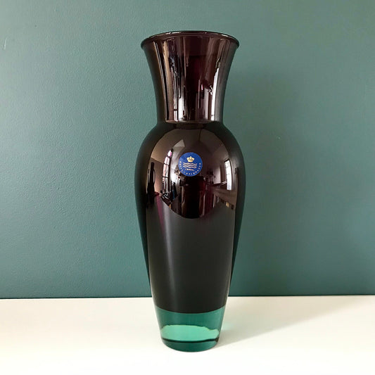Holmegaard Royal Copenhagen Glass Vase Purple Danish Harlekin Scandinavian