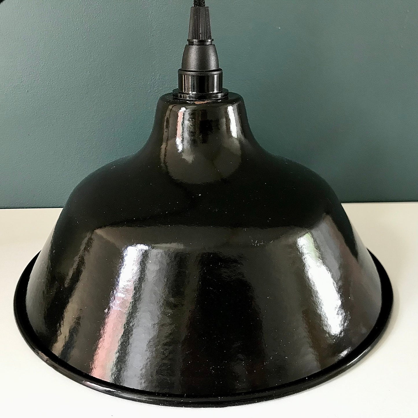 Vintage Danish Black Enamel Pendant Workshop Ceiling Lamp Industrial Design