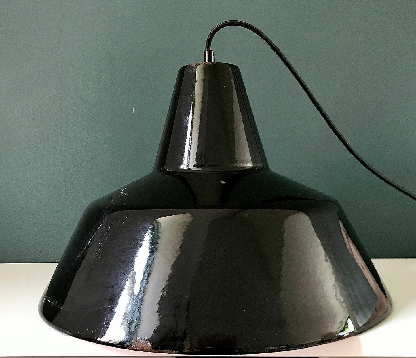 LARGE Louis Poulsen Danish Enamel Pendant Workshop Ceiling Lamp 1970s Industrial Design