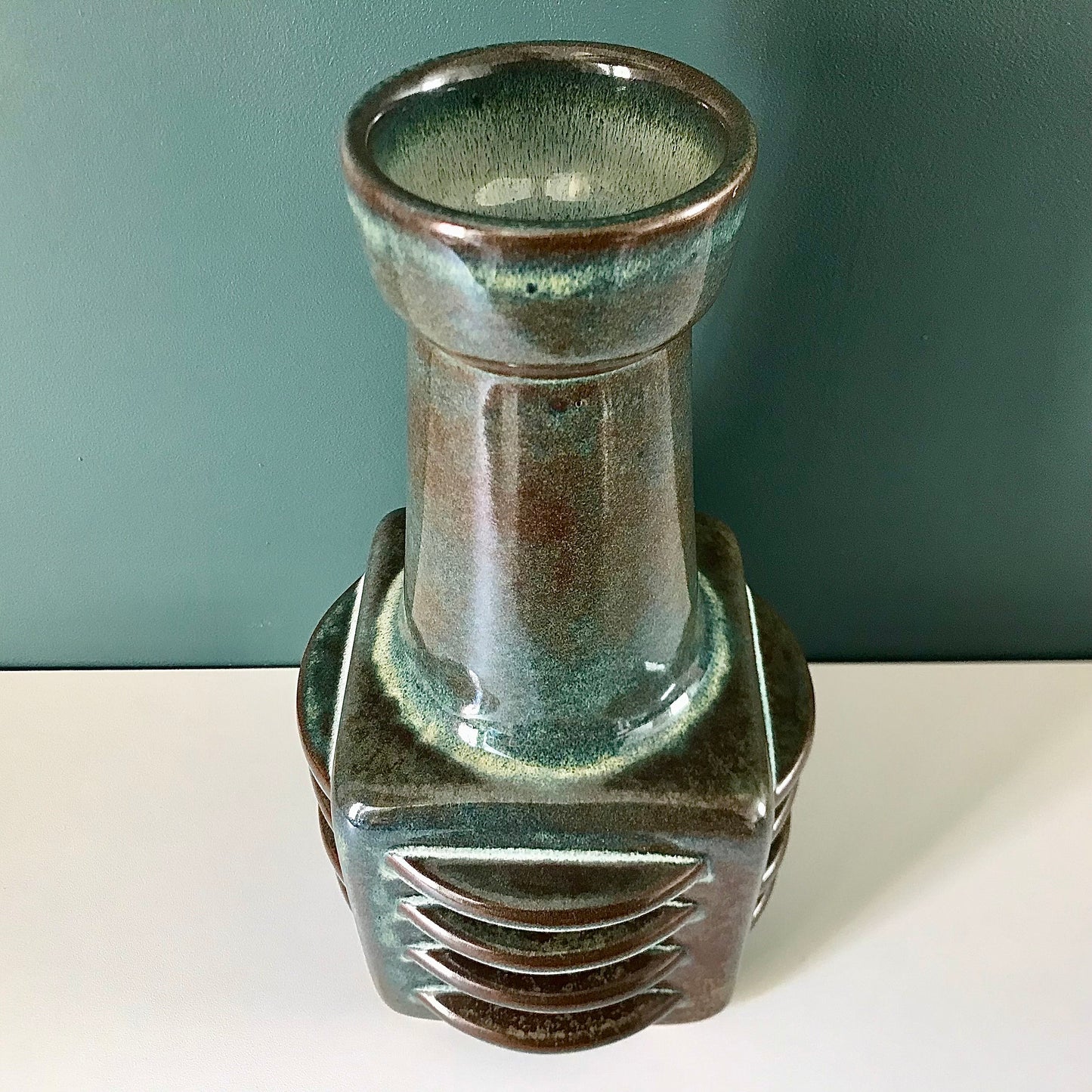 RESERVED HUGE Soholm Blue Green Danish Vase 1960s Pottery Retro Scandinavian 3407