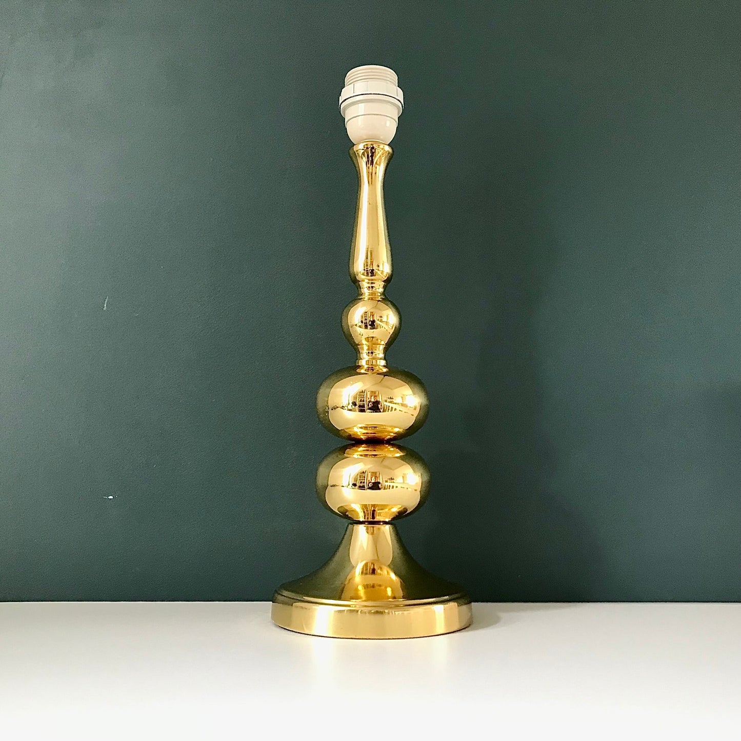 Vintage Danish Brass Frandsen Hooped Table Lamp 1980s Large