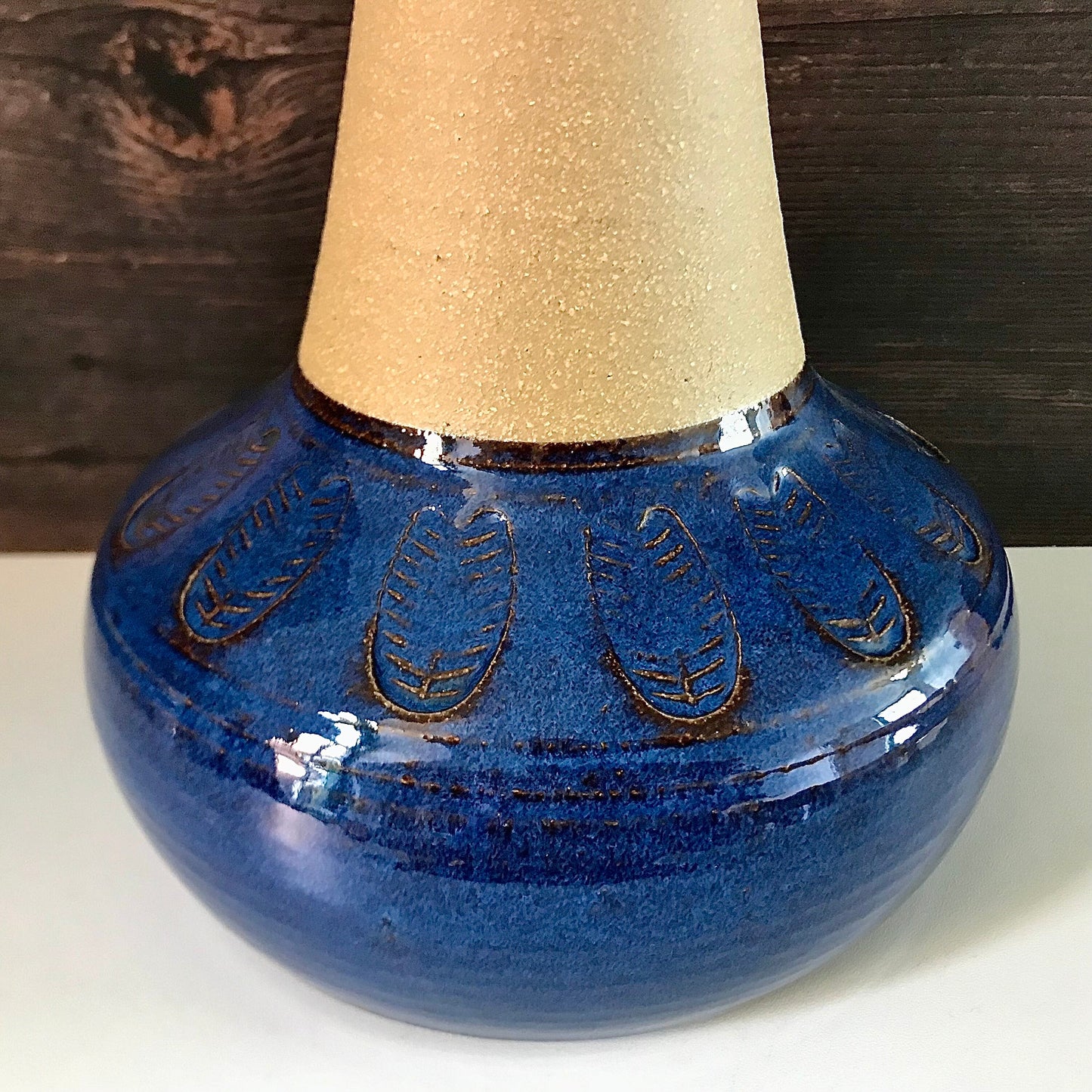 Soholm Blue Leaf Danish Ceramic Table Lamp Vintage 1960s Retro 3041