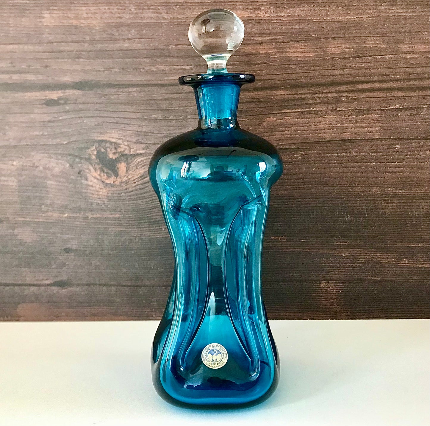 Holmegaard Danish Kluk Teal Blue Glass Decanter Carafe Barware Gifts Turquoise