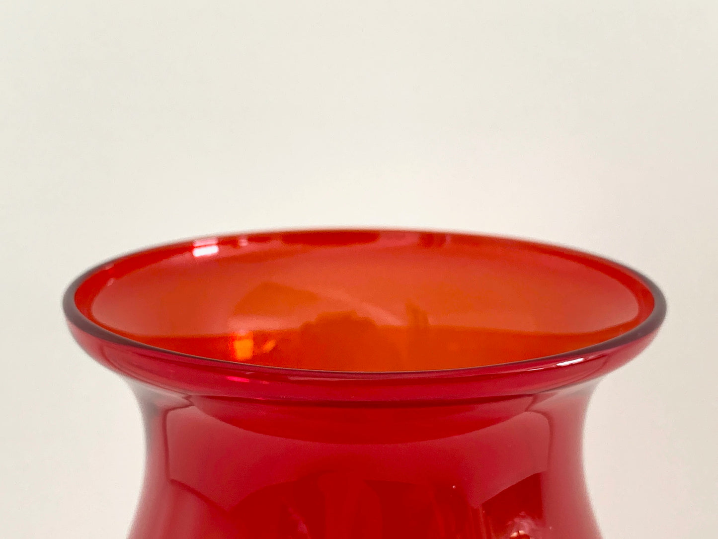 Retro Riihimaki Red Glass Vase Tamara Aladin Vintage 1970s Scandinavian Space Age