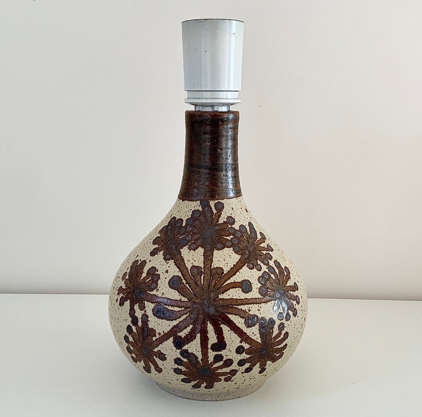 Vintage Danish AJMO Ceramic Pottery Table Lamp 1970s Scandi Bedside Light
