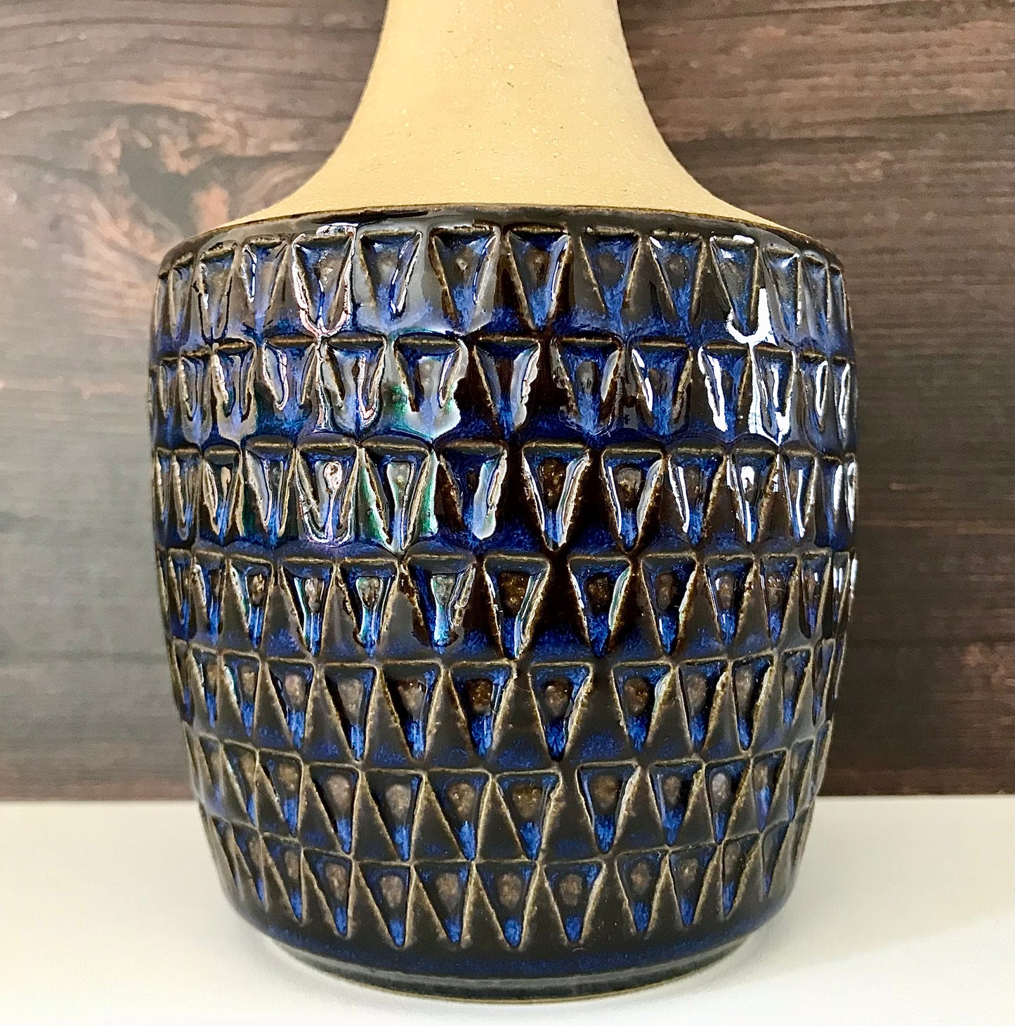 Soholm Pottery Danish Ceramic Table Lamp Blue 3042 1960s