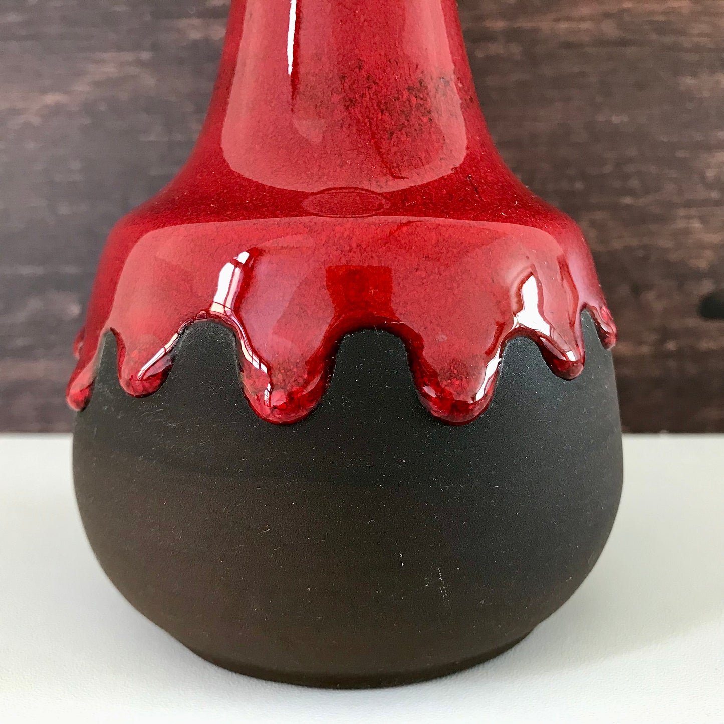 Holbaek Pottery Red Danish Table Lamp Vintage 1960s