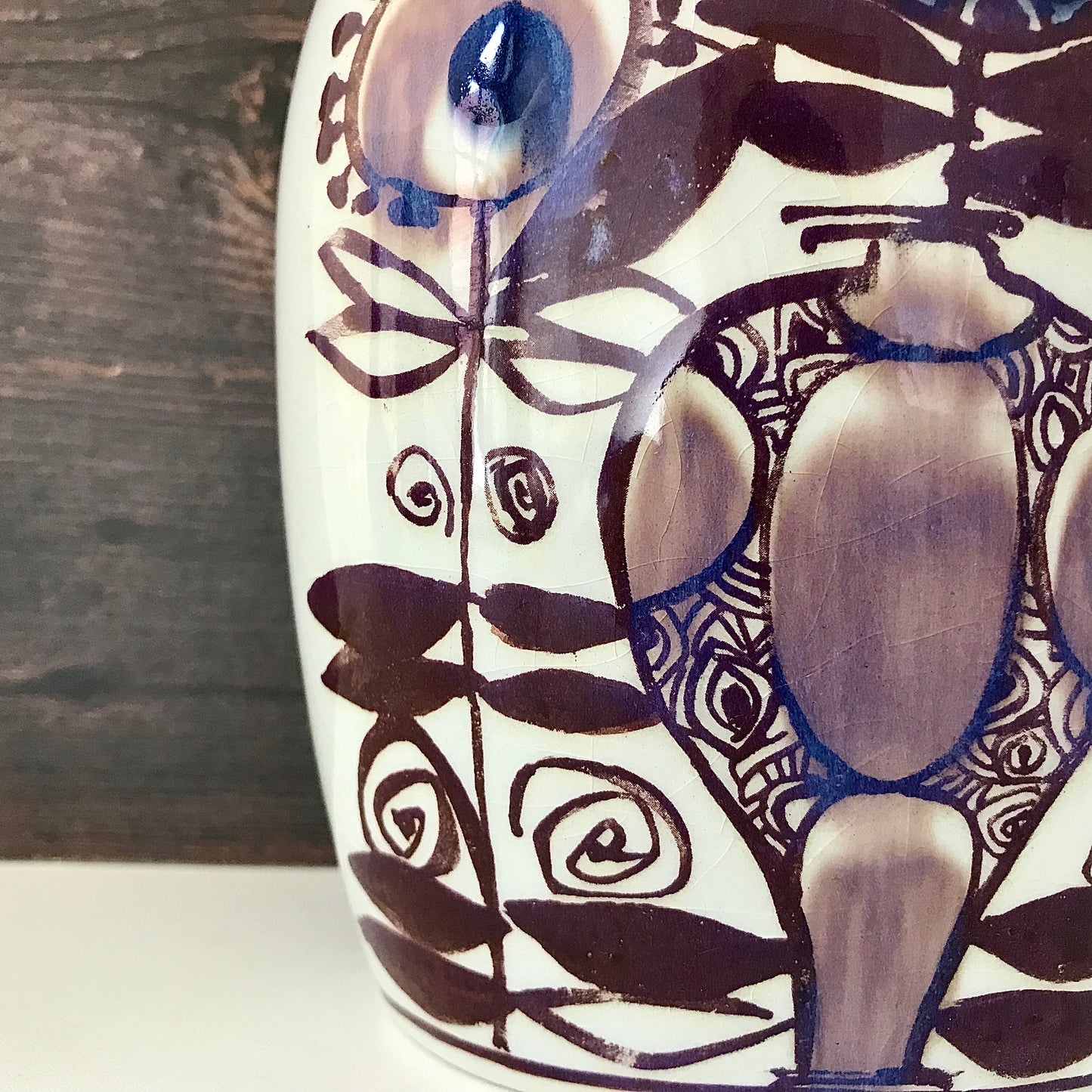 Royal Copenhagen Tenera Purple Ceramic Vase Danish 1960s Aluminia Scandinavian Pottery