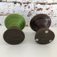 Danish Pottery Green Purple Ceramic Candle Holders 1960s 1970s Khaki