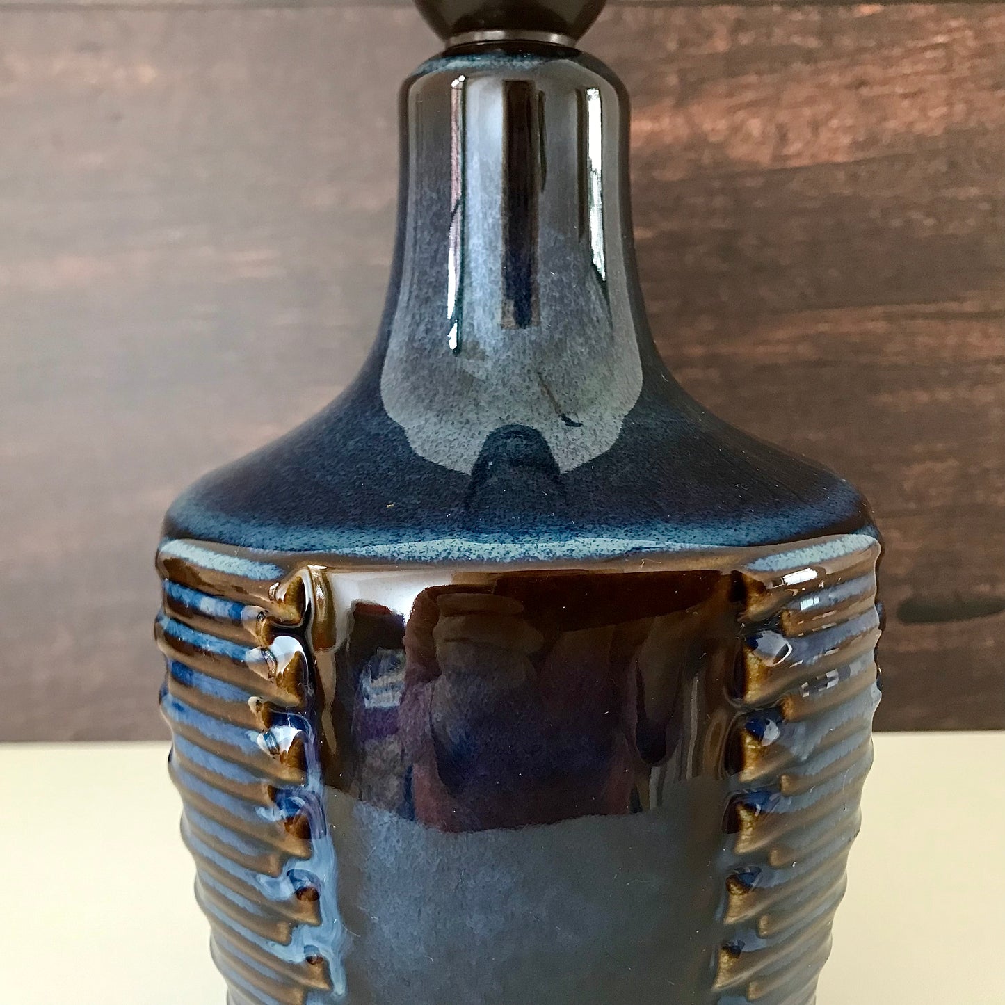 Soholm Pottery Blue Danish Table Lamp 1960s Retro Scandinavian 1025 (2)