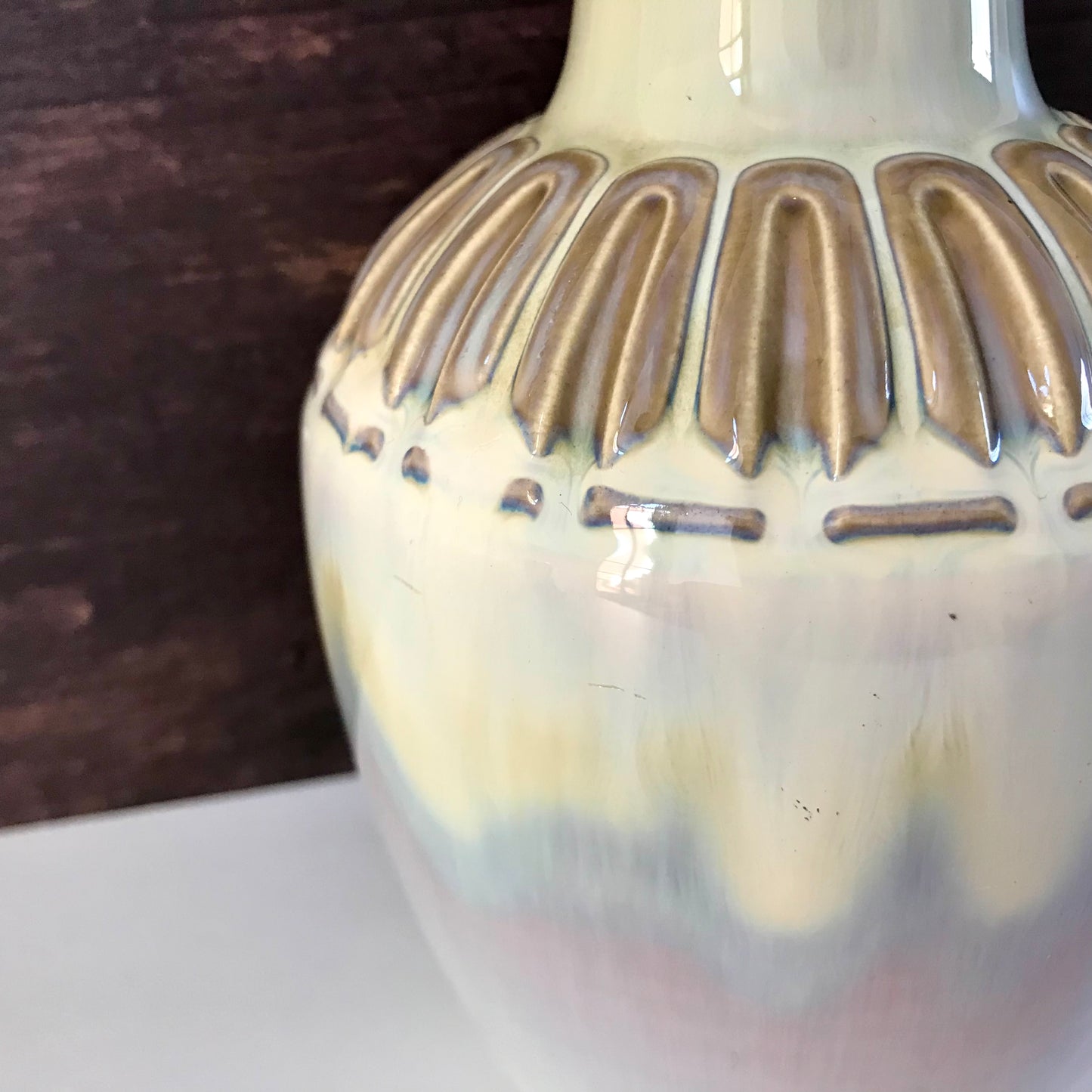 Soholm Pearl Yellow Purple Danish Ceramic Table Lamp 1960s 1970s