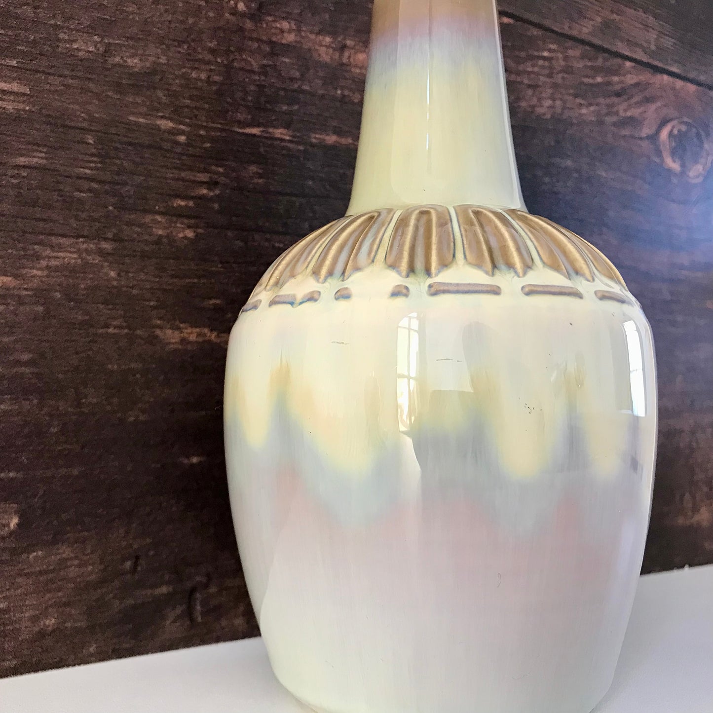 Soholm Pearl Yellow Purple Danish Ceramic Table Lamp 1960s 1970s