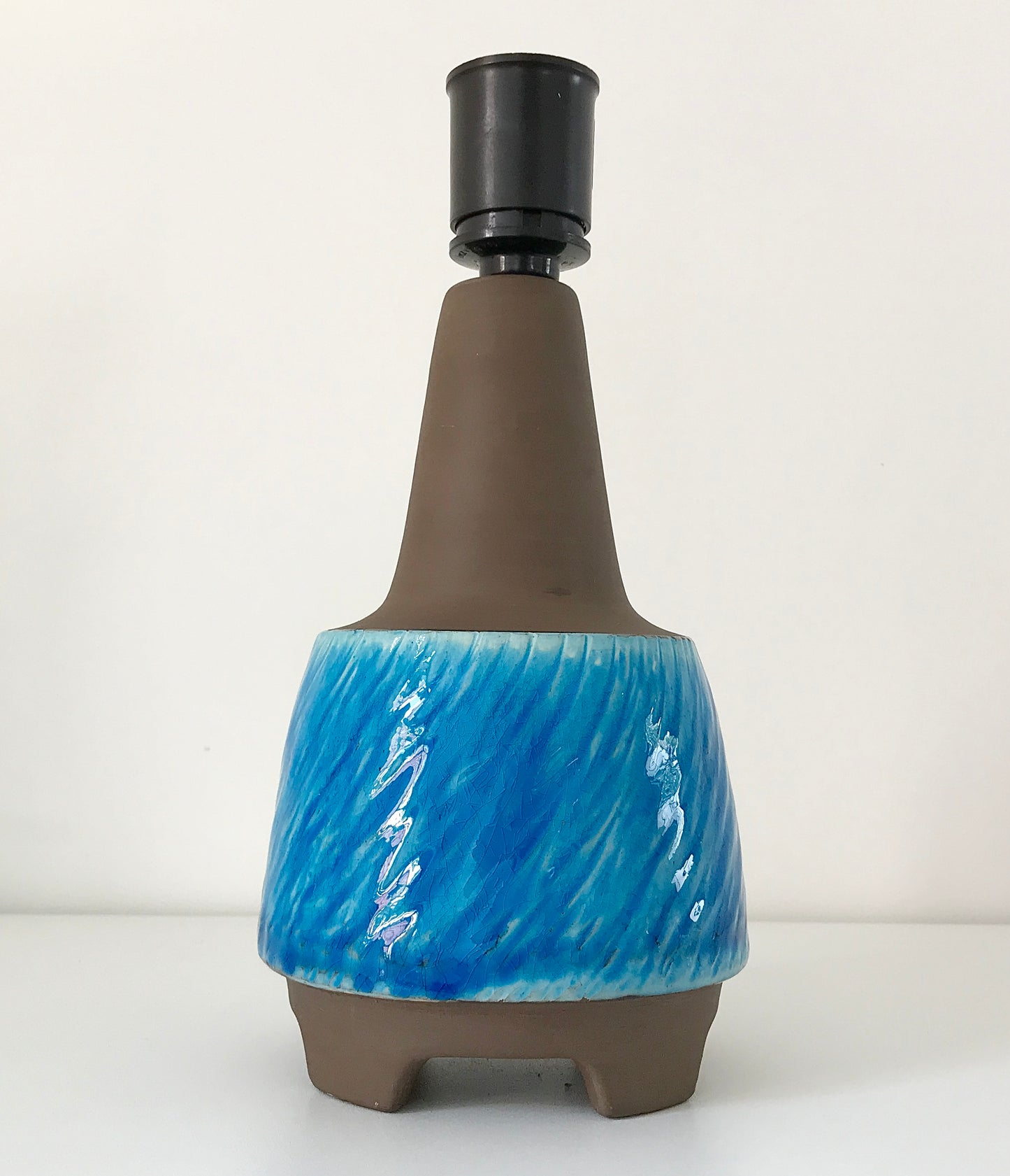 Vintage Turquoise Blue Danish Ceramic Table Lamp 1970s