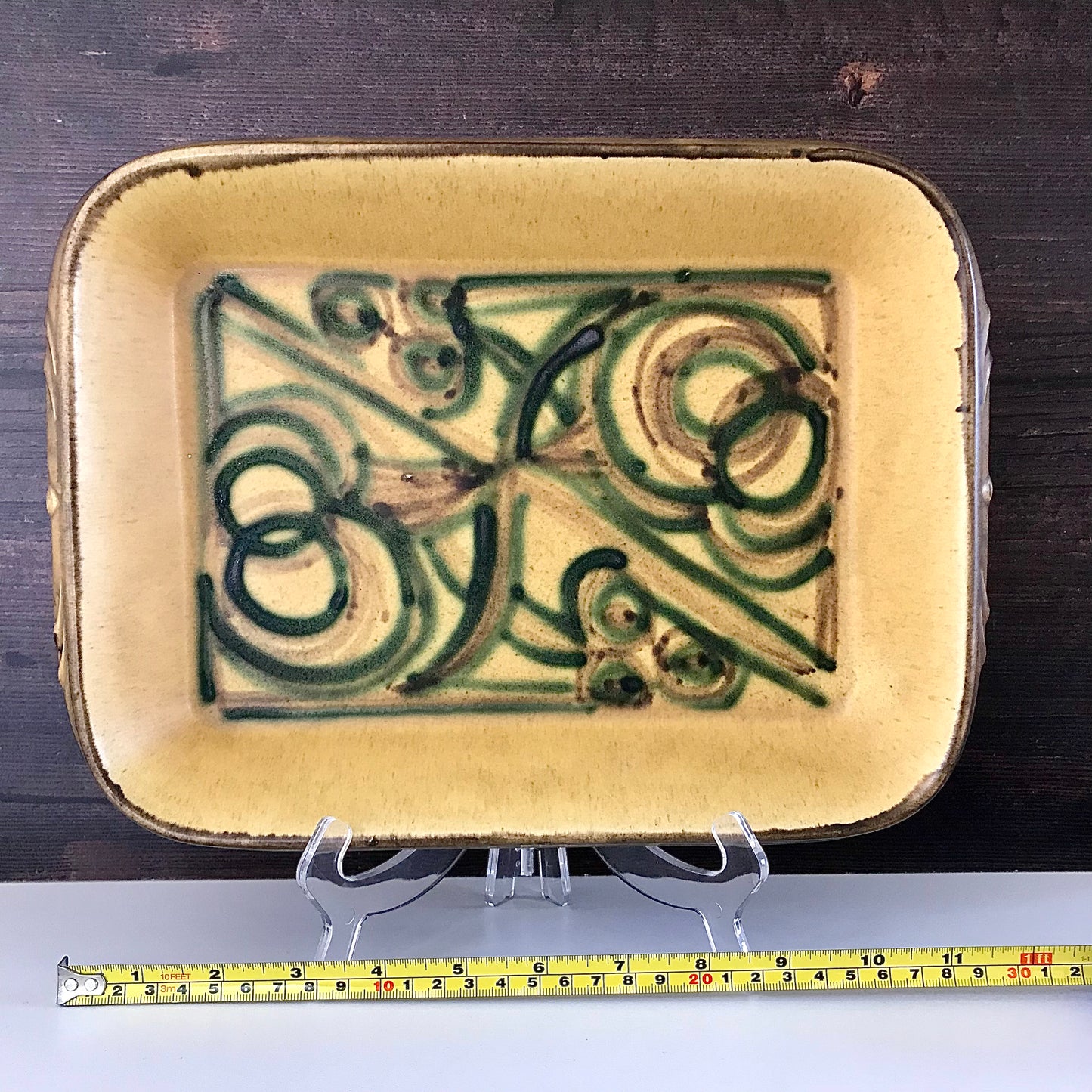 Large Vintage Danish Yellow Dish Ceramic Axella Jette Helleroe Scandinavian Pottery Vintage