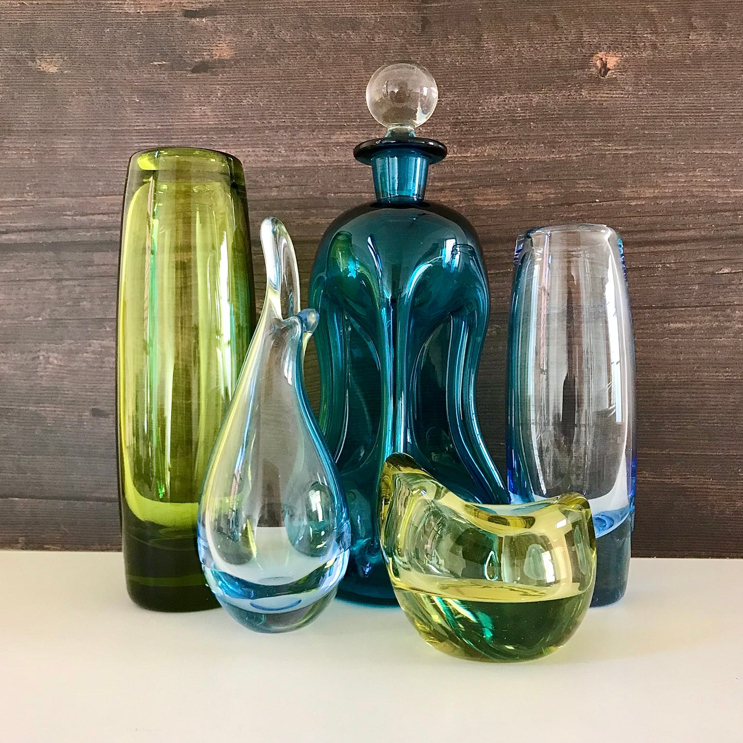 Holmegaard Danish Akva Torpedo Glass Vase 1950s Retro Scandinavian Modern