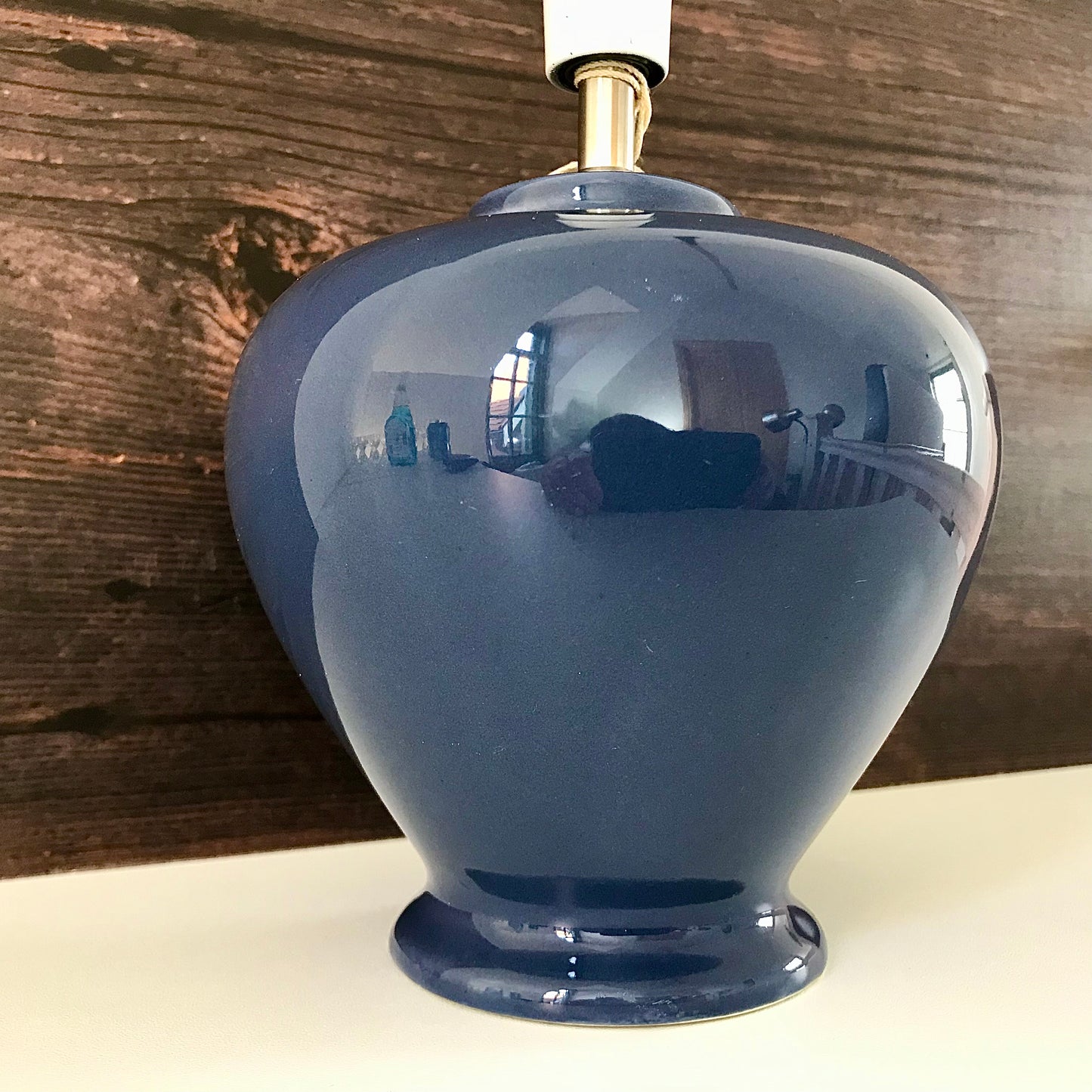 Vintage Pottery Danish Lene Bjerre Blue Ceramic Table Lamp Retro
