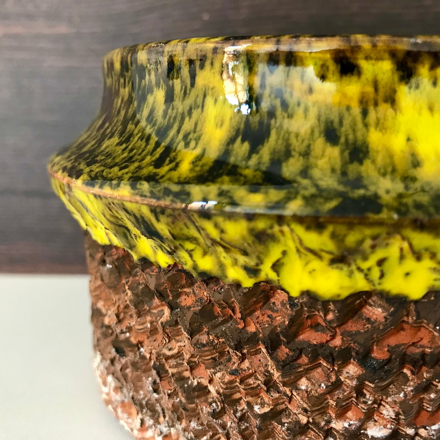 Faxe Danish Yellow Ceramic Candle Holder Fat Lava 1970s