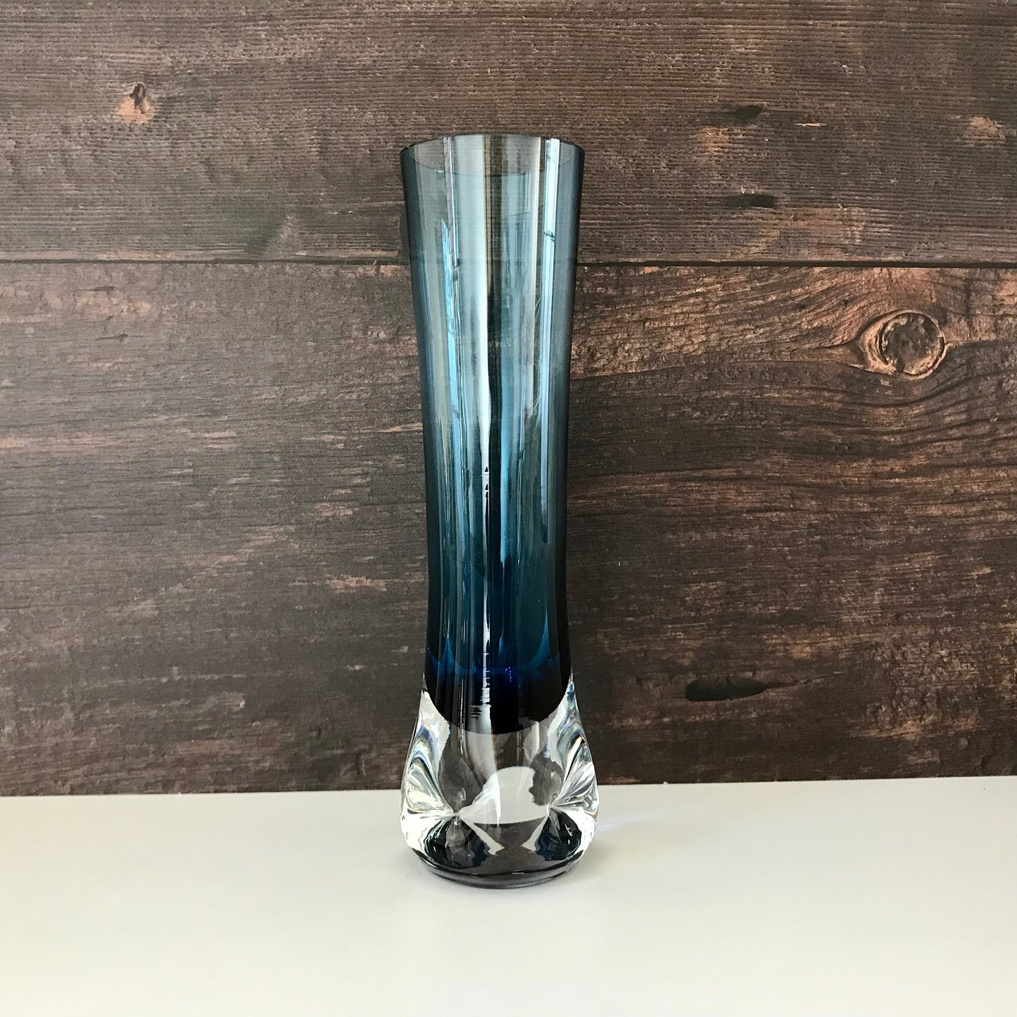 Aseda Swedish Midnight Blue Glass Bud Vase Bo Borgstrom 1970s Vintage Retro Scandinavian