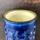 Vintage Blue Danish Studio Pottery Ceramic Vase Brutalist Space Age 1970s