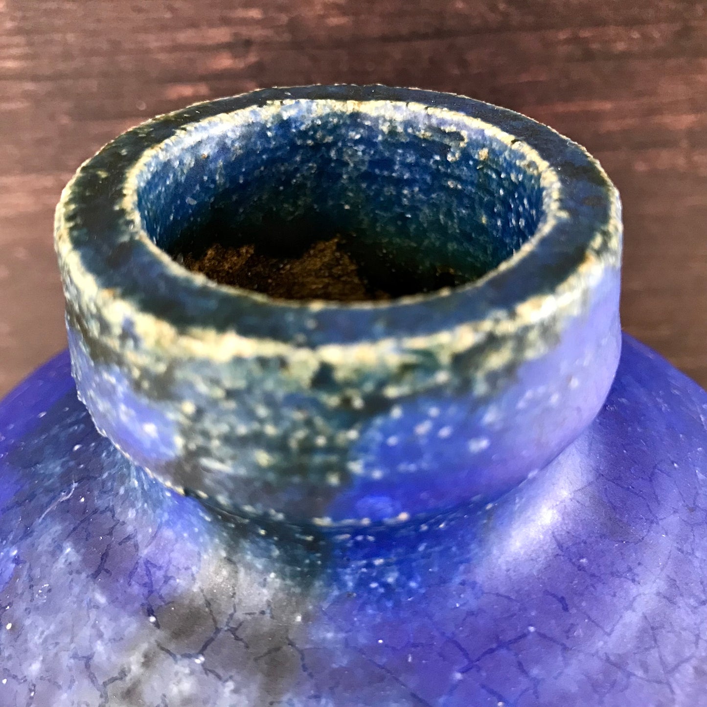 Vintage Blue Danish Studio Pottery Ceramic Vase 1970s