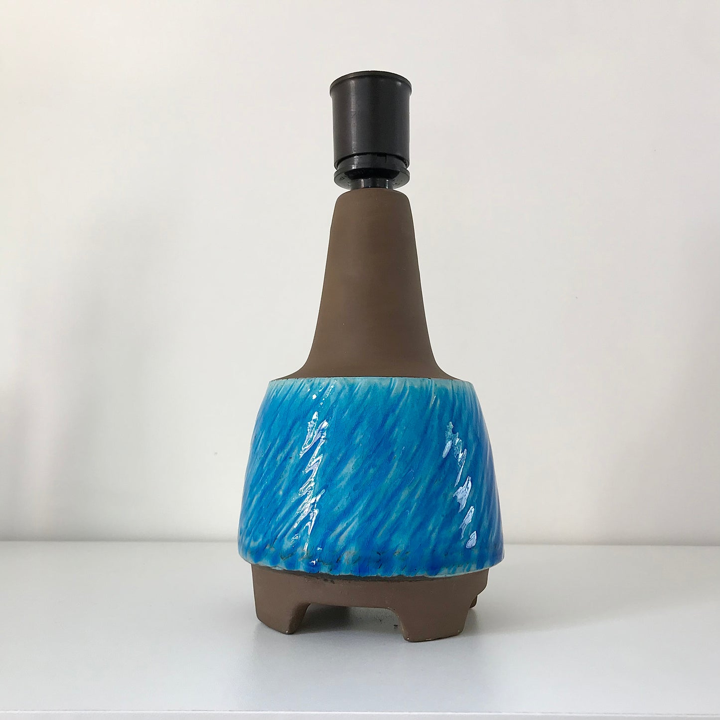 Vintage Turquoise Blue Danish Ceramic Table Lamp 1970s