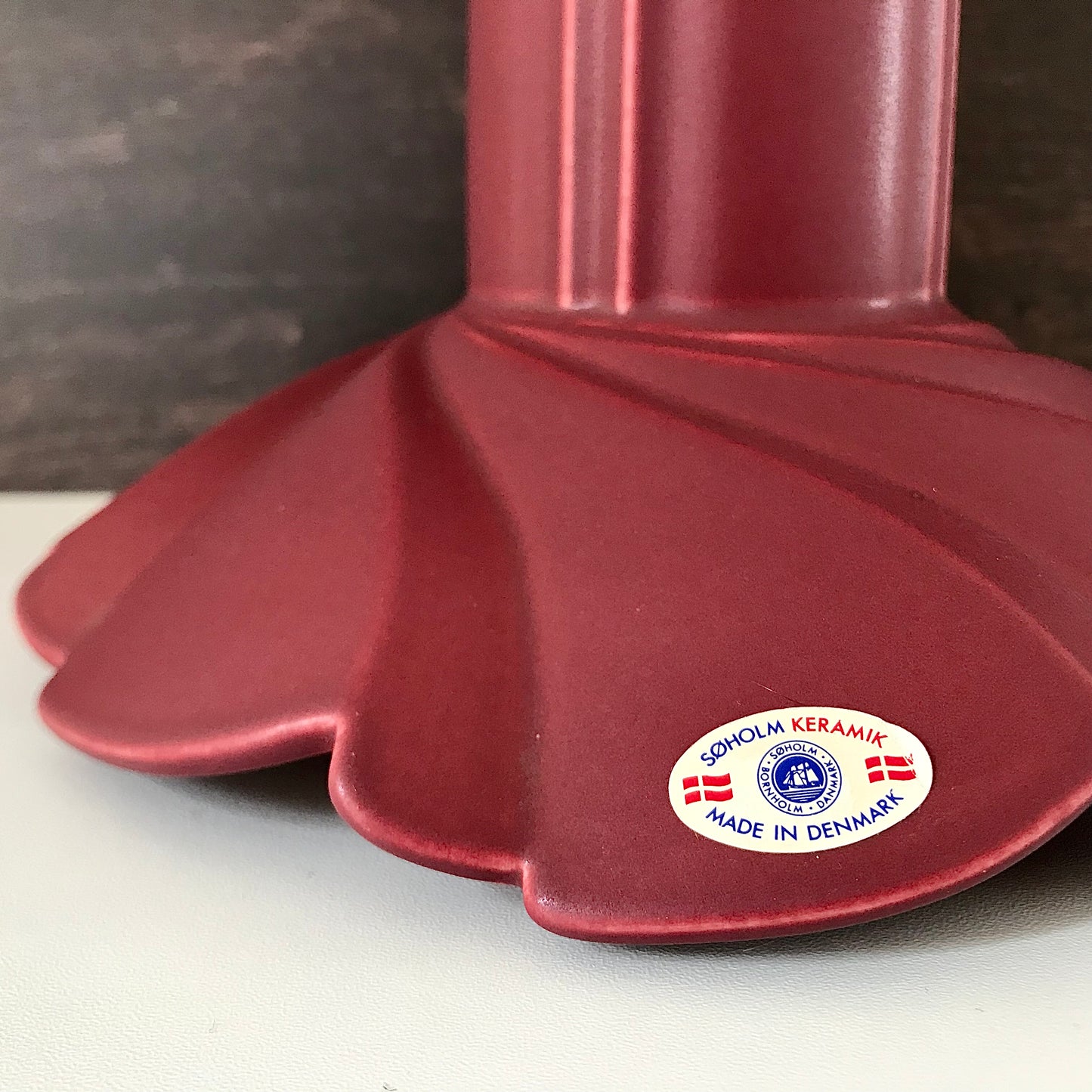 Vintage Soholm Pottery Red Danish Ceramic Table Lamp Scandinavian 1270