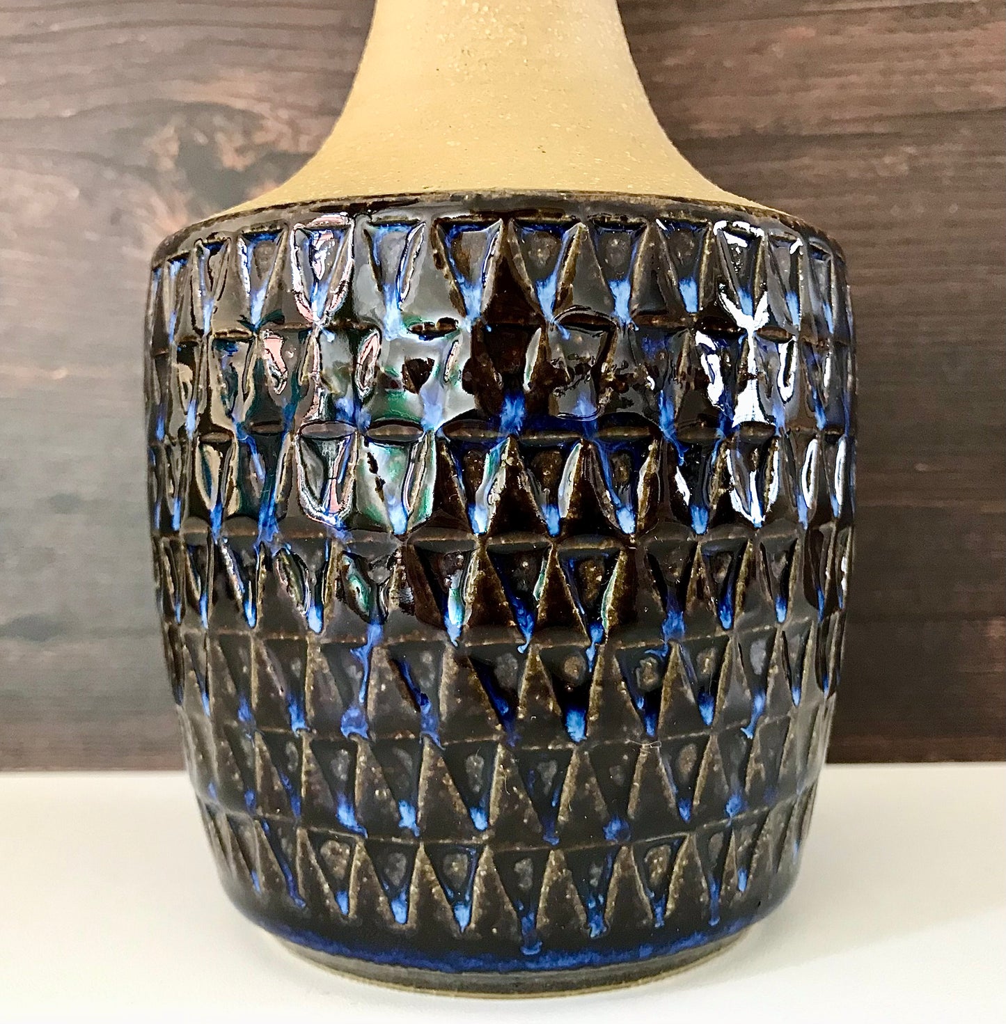 Soholm Pottery Danish Ceramic Table Lamp Blue 3042 1960s