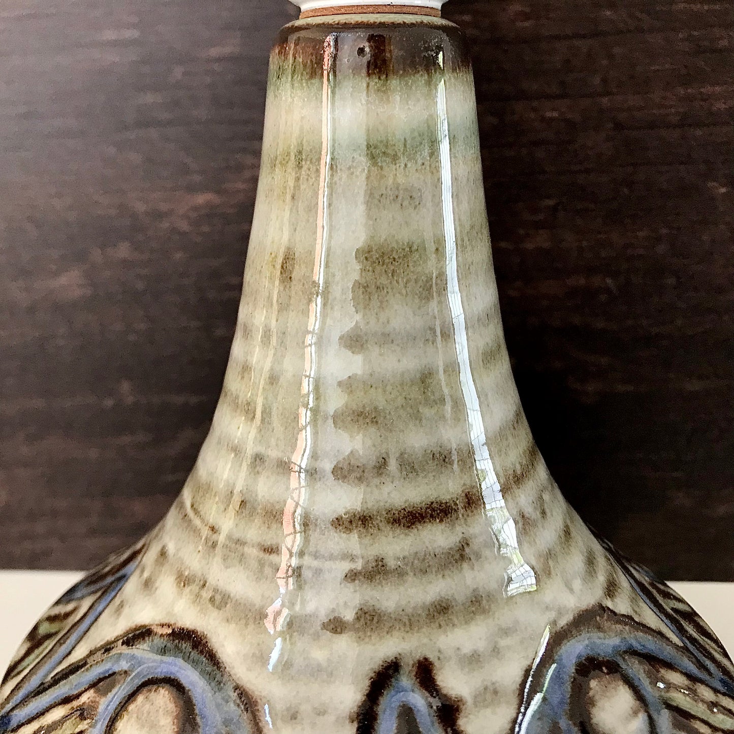 Soholm Pottery Striped Danish Ceramic Table Lamp 1960s 1970s 3075