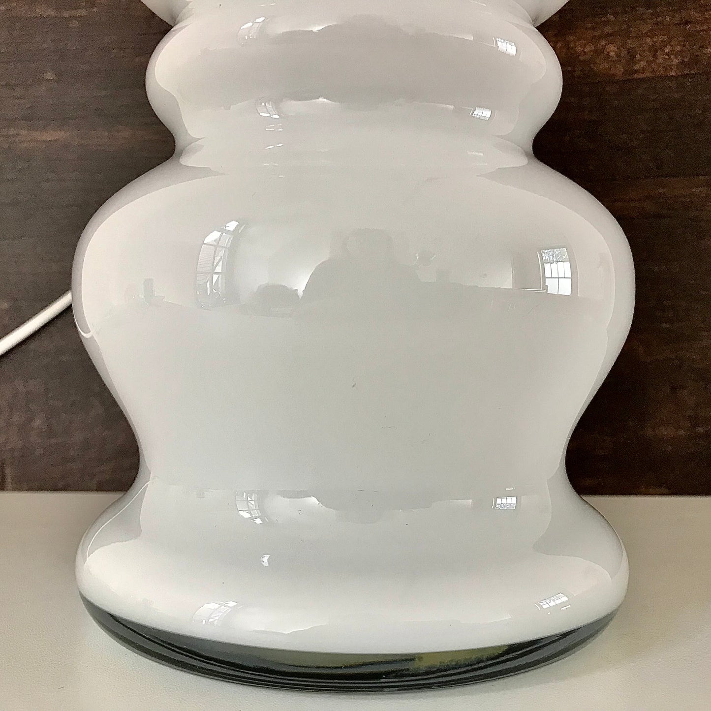 Very Large Holmegaard Royal Copenhagen White Glass Table Lamp Danish Bibliotek Light Vintage Scandinavian Lighting