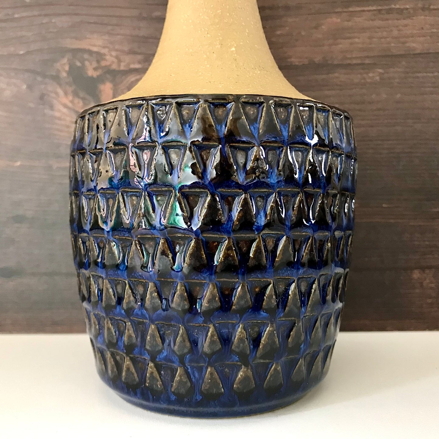 Soholm Pottery Danish Ceramic Table Lamp Blue 3042 1960s