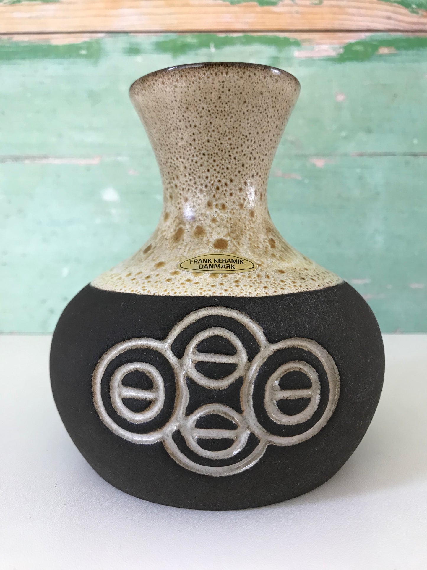 Frank Ceramic Danish Pottery Bud Vase 1960s 1970s  Retro Scandinavian