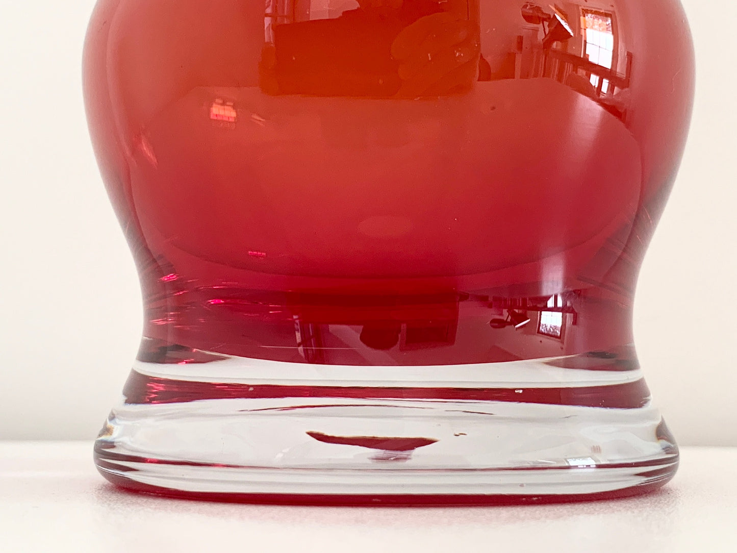 Retro Riihimaki Red Glass Vase Tamara Aladin Vintage 1970s Scandinavian Space Age