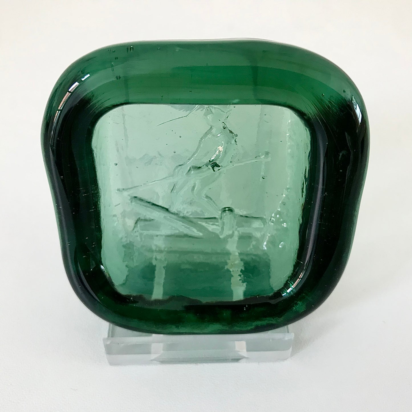 Vintage Norwegian Green Glass Dishes Plusglas 1970s khaki