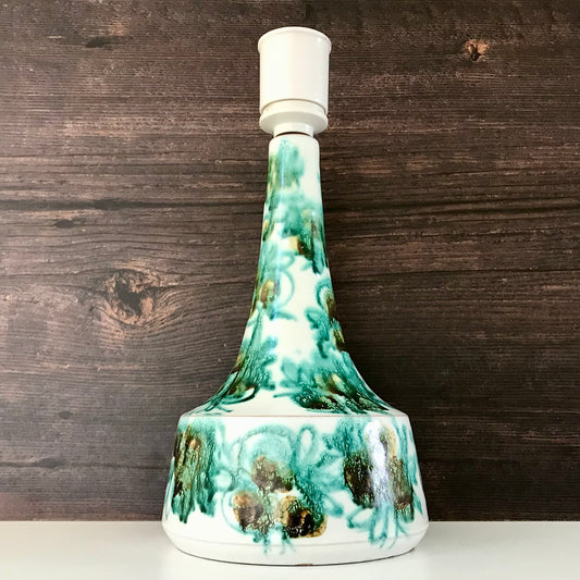 Vintage Emerald Green Ceramic Table Lamp 1960s 1970s Turquoise Jade Pottery