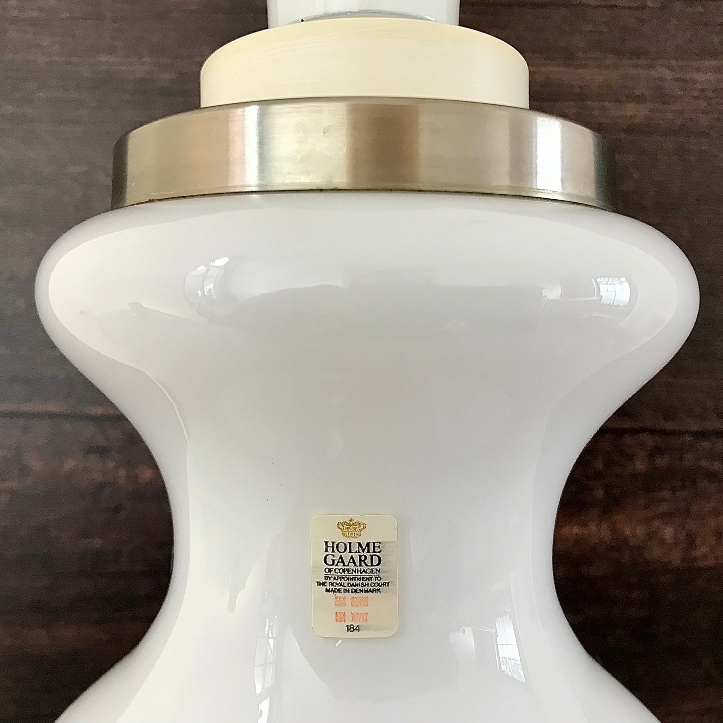 Very Large Holmegaard Royal Copenhagen White Glass Table Lamp Danish Bibliotek Light Vintage Scandinavian Lighting