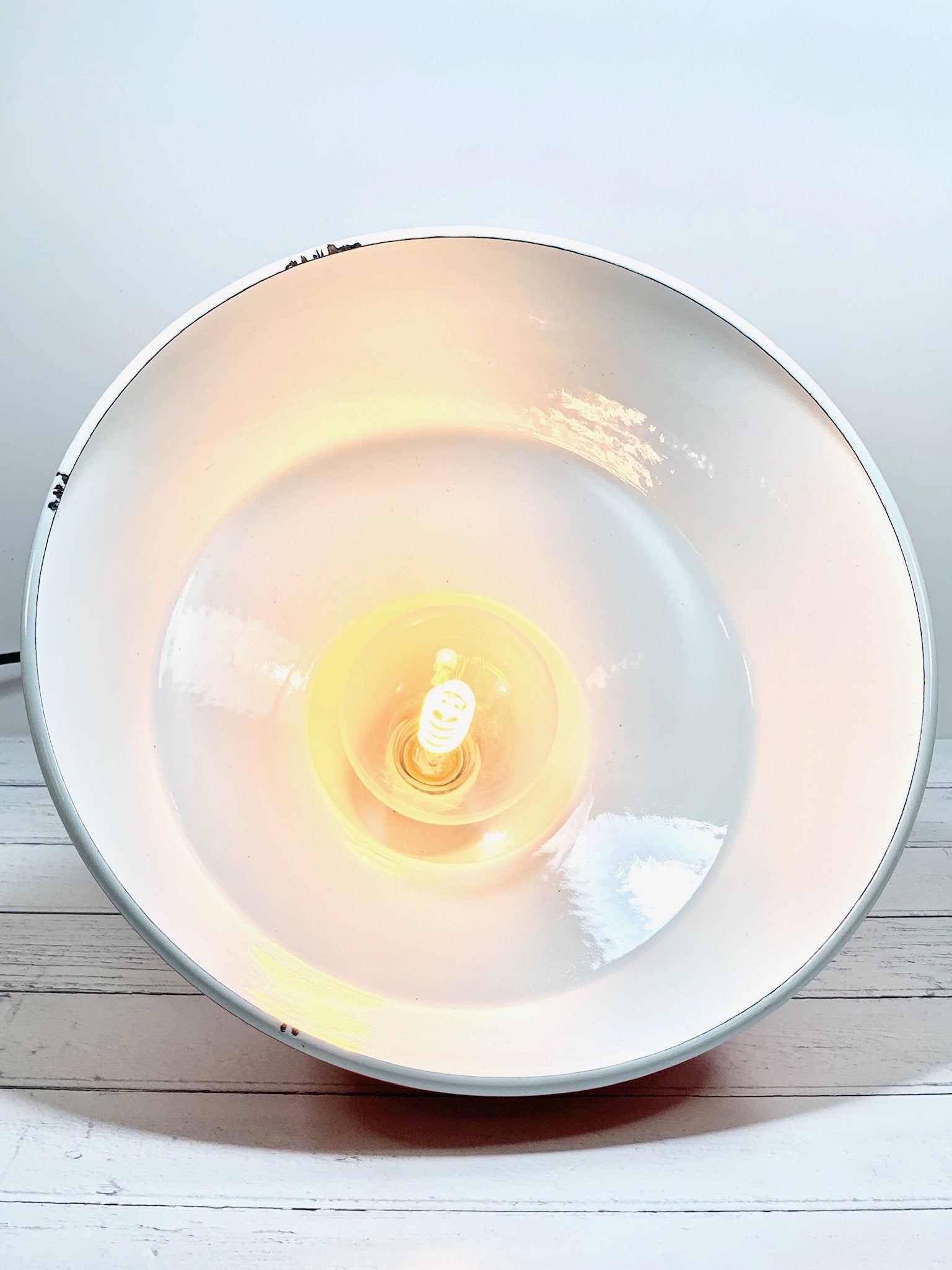 Louis Poulsen Danish Orange Enamel Workshop Pendant Lamp Industrial Design - Scandiwegians
